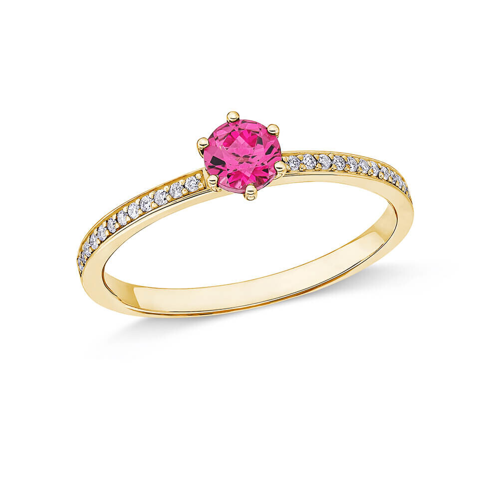 Ring Principessa Gelbgold Turmalin Rosa Brillant Giloy EH006239
