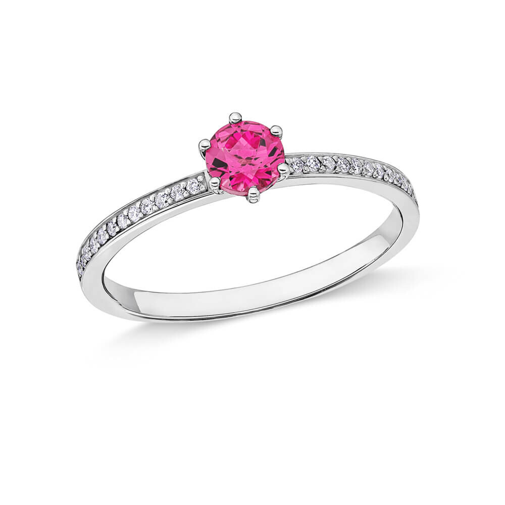 Ring Principessa Weißgold Turmalin Rosa Brillant Giloy EH006240