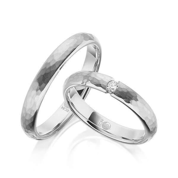 Paar Trauringe / Eheringe Graugold dunkel 375/- zus. 0,050 ct, tw, si - RU-1608-6