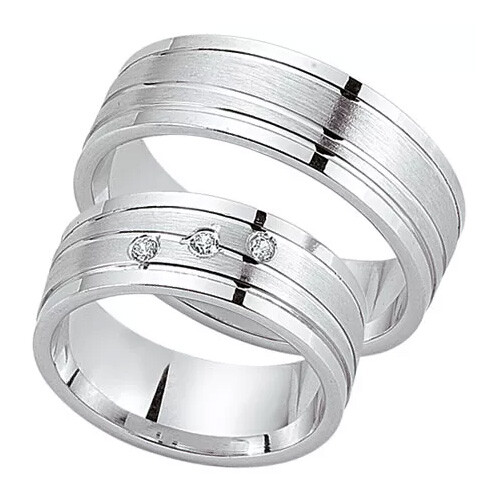 Schwarz Trauringe / Partnerringe Silber 925 Zirkonia SW925-088 Sterlingsilber feinmatt