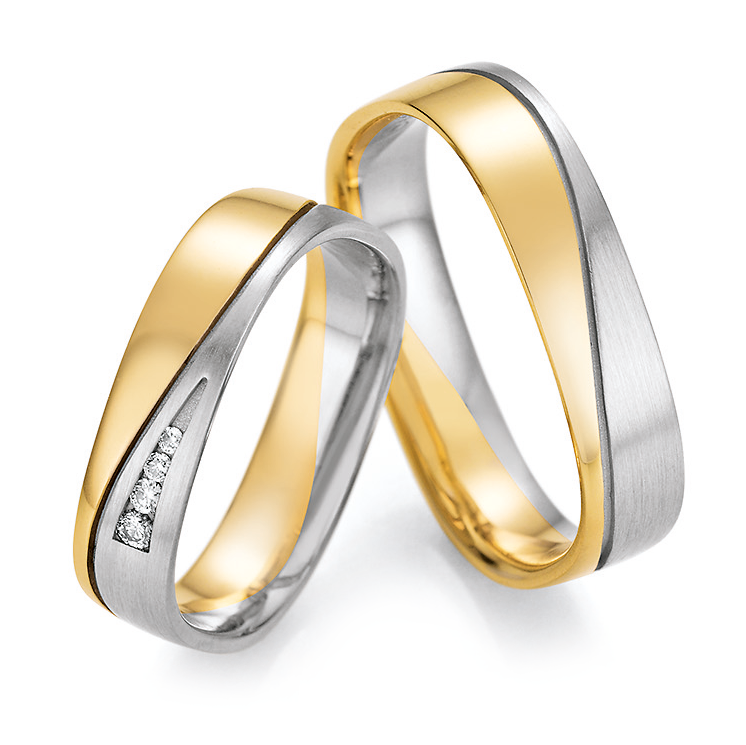 Trauringe Bicolor Weißgold & Gelbgold Ruesch 66/46030 & 66/46040