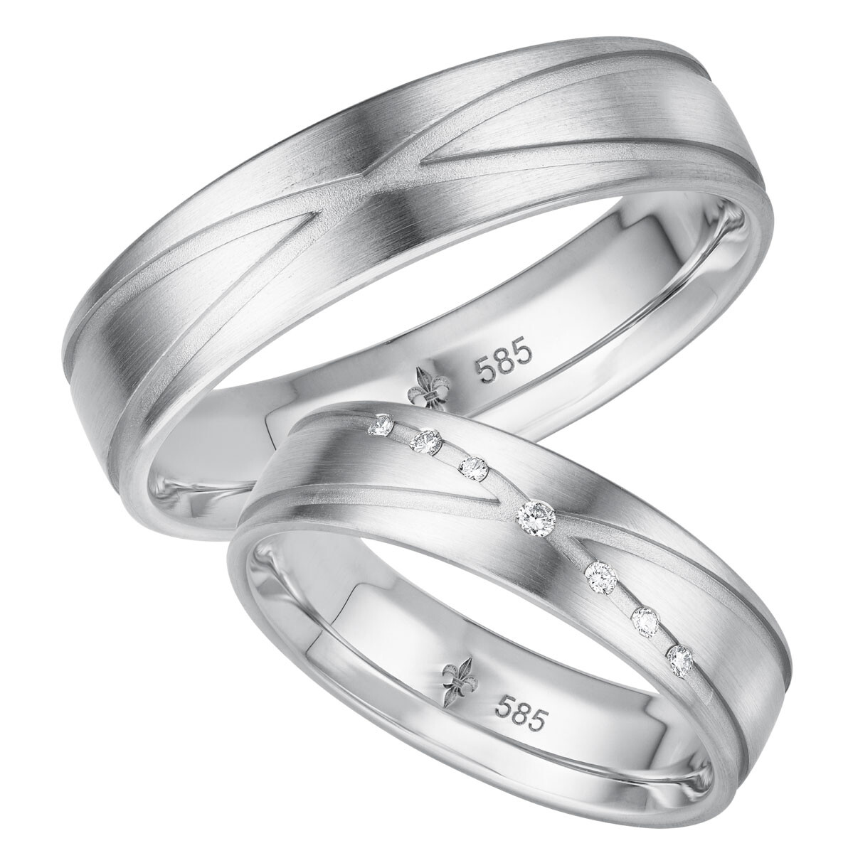 Giloy Trauringe TR-0-00016 & TR-1-00016 Charlotte Weißgold