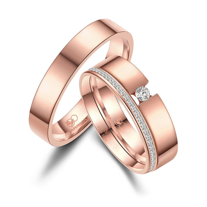 Eheringe Partnerringe Memoire Edelstahl Rot Set Marrya ES-E45