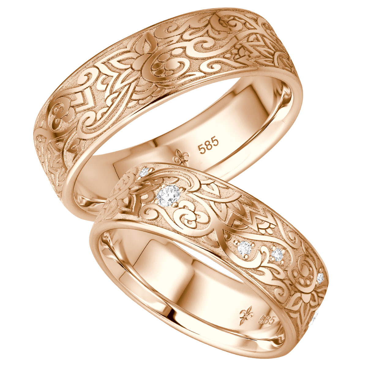 Giloy Trauringe Rotgold Modell 48 Estelle lupenrein