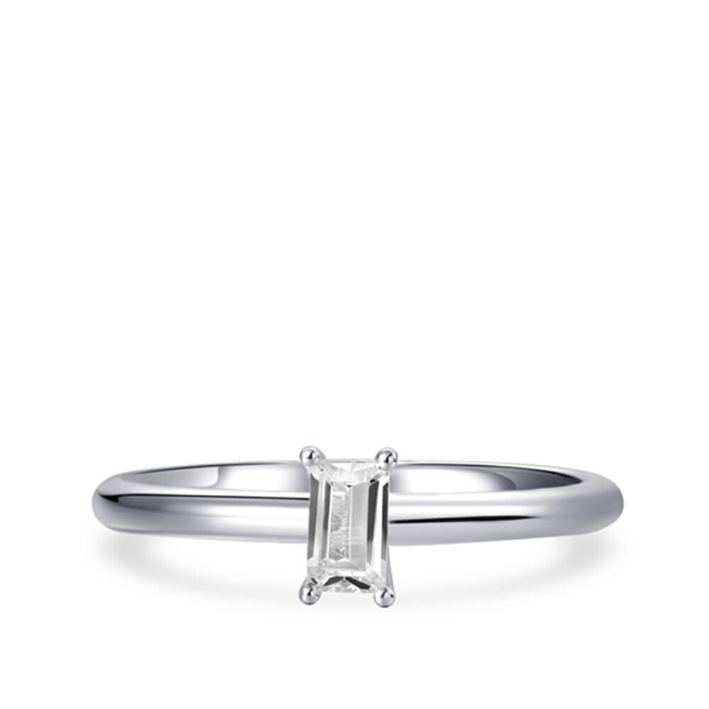 Solitär Ring Silber 925 Baguette Zirkonia Gisser R417