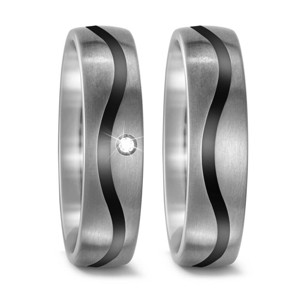 Trauringe Titan Keramik schwarz Brillant TitanFactory 51744