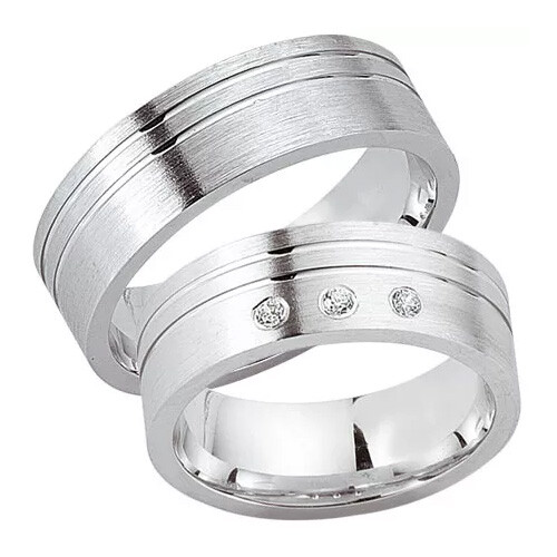 Schwarz Trauringe / Partnerringe Silber 925 Zirkonia SW925-028 Sterlingsilber feinmatt