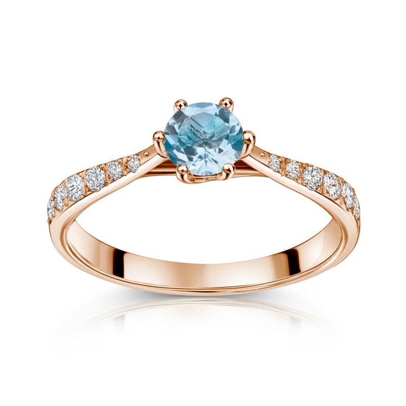 Antragsring Roségold Blau Topas Zirkonia 503806