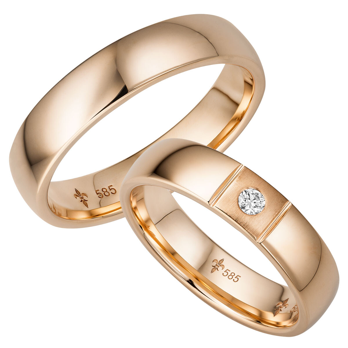 Giloy Trauringe Francine Roségold TR-0-00040 & TR-1-00040