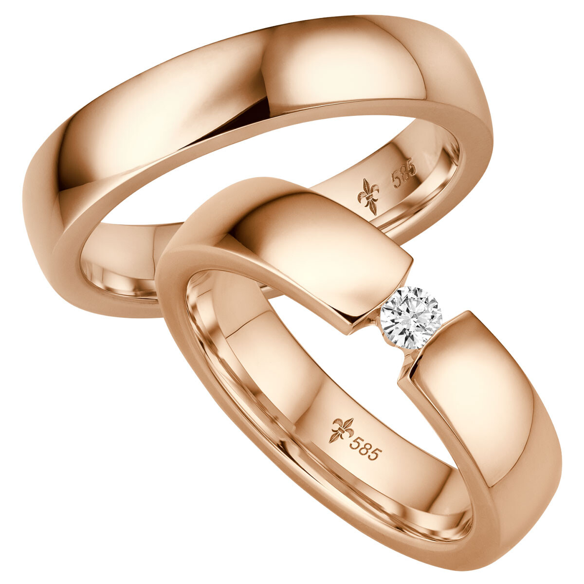 Giloy Trauringe TR-0-00029 & TR-1-00029 Fleur Rotgold