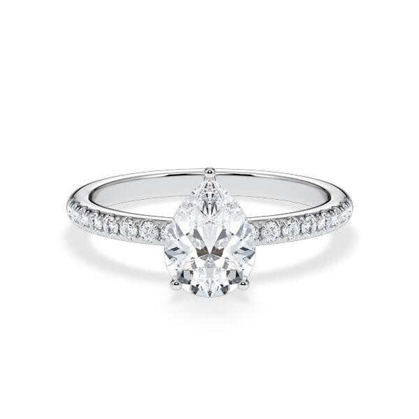 Verlobungsring Veiled Halo Lab-Grown Tropfen-Diamant Weißgold Rubin RU-1894