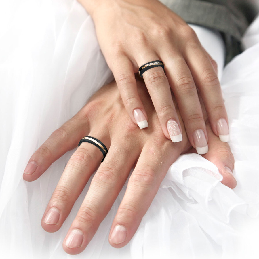 Ruesch Trauringe 14/20010 & 14/20020 Zirconium & Rotgold 585