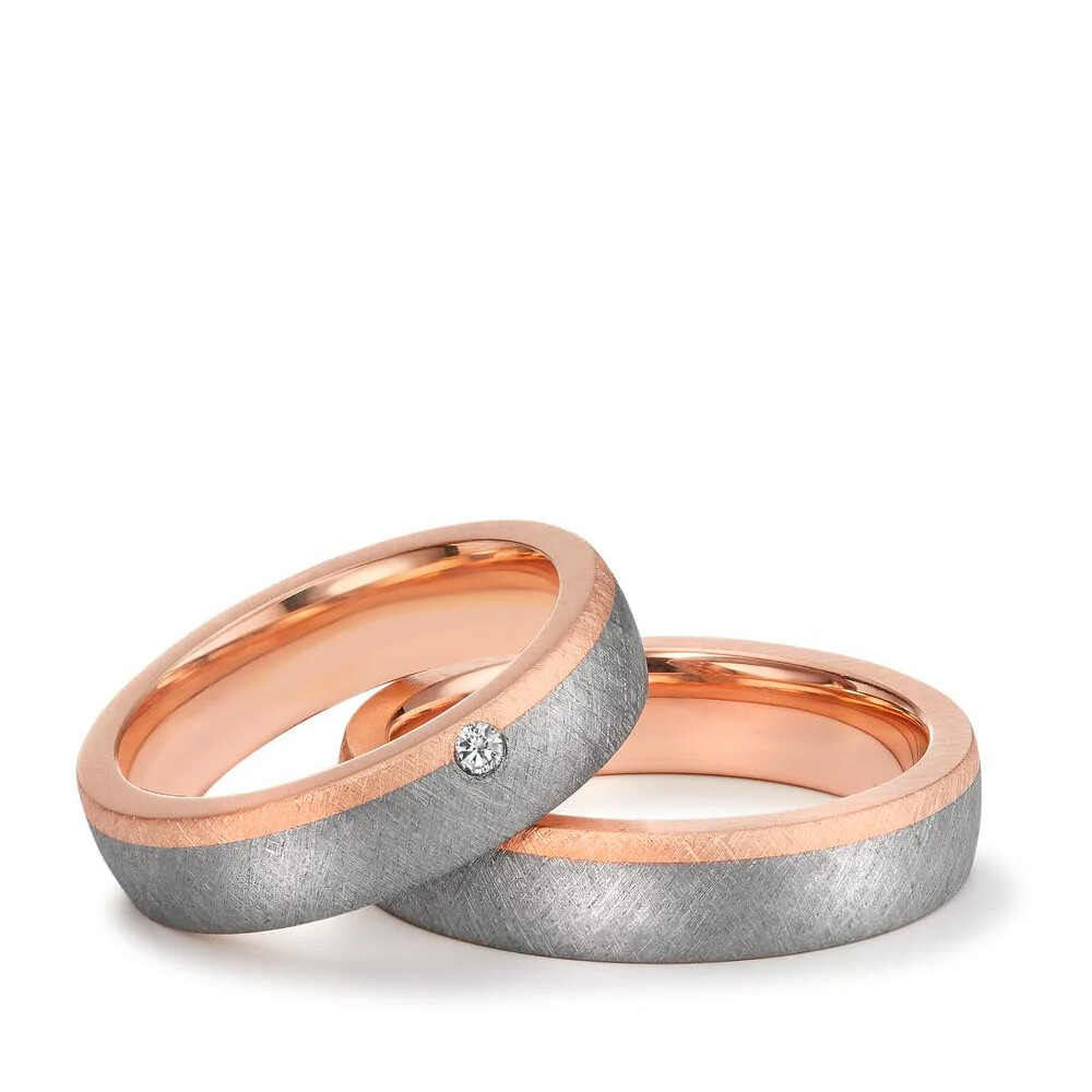 Trauringe Tantal Roségold 585 Brillant TeNo 59641