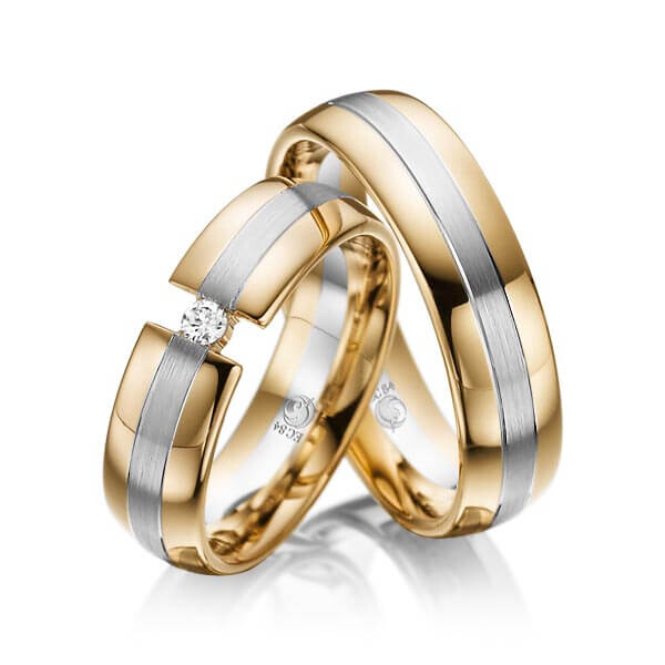 Trauringe Spann Bicolor Mehrfarbig Roségold Platin Rubin RU-1004