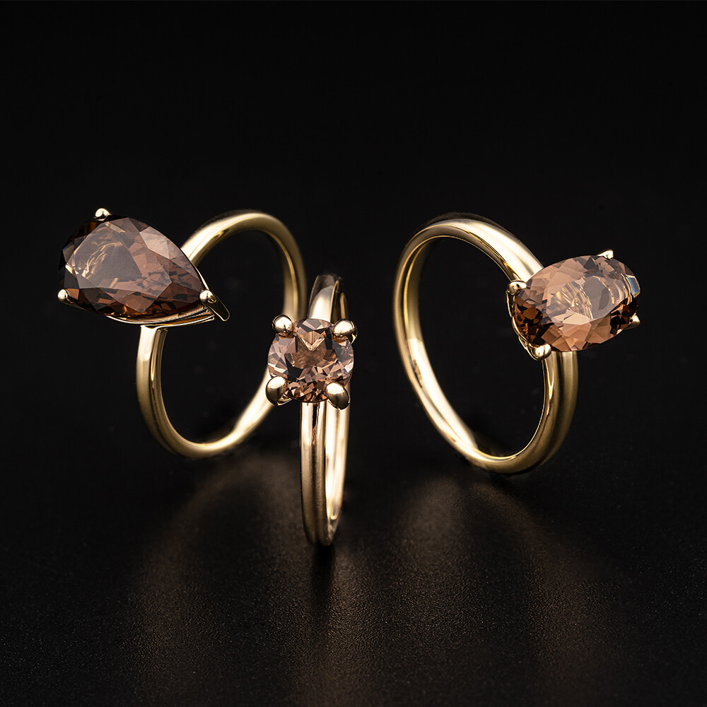Goldring mit Rauchquarz in Oval-Form Breuning 42/300060