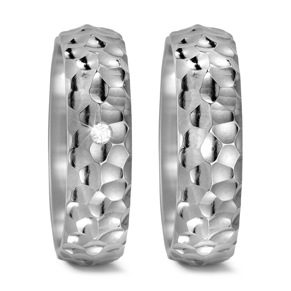 Trauringe Partnerringe Titan Brillant TitanFactory 52429 Hammerschlag Optik