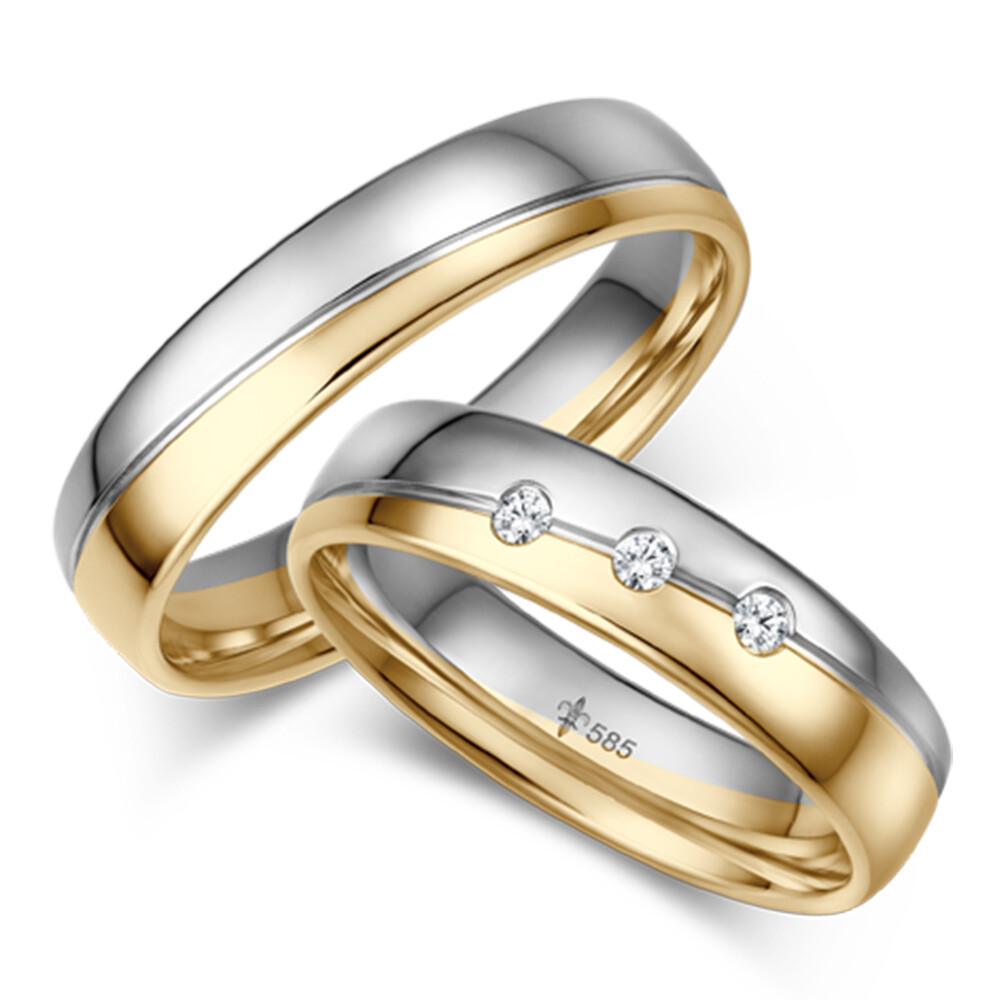 Trauringe Vanessa Weißgold & Gelbgold Brillant Giloy TR-0/TR-1-00069