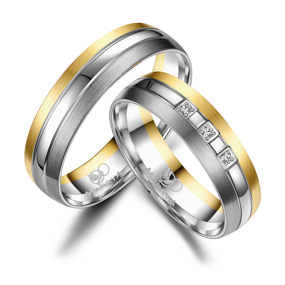 Trauringe Partnerringe Titan Gelbgoldplattierung Marrya TI-10