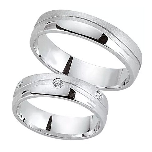 Schwarz Trauringe / Partnerringe Silber 925 Zirkonia SW925-112 Sterlingsilber sandmatt / poliert