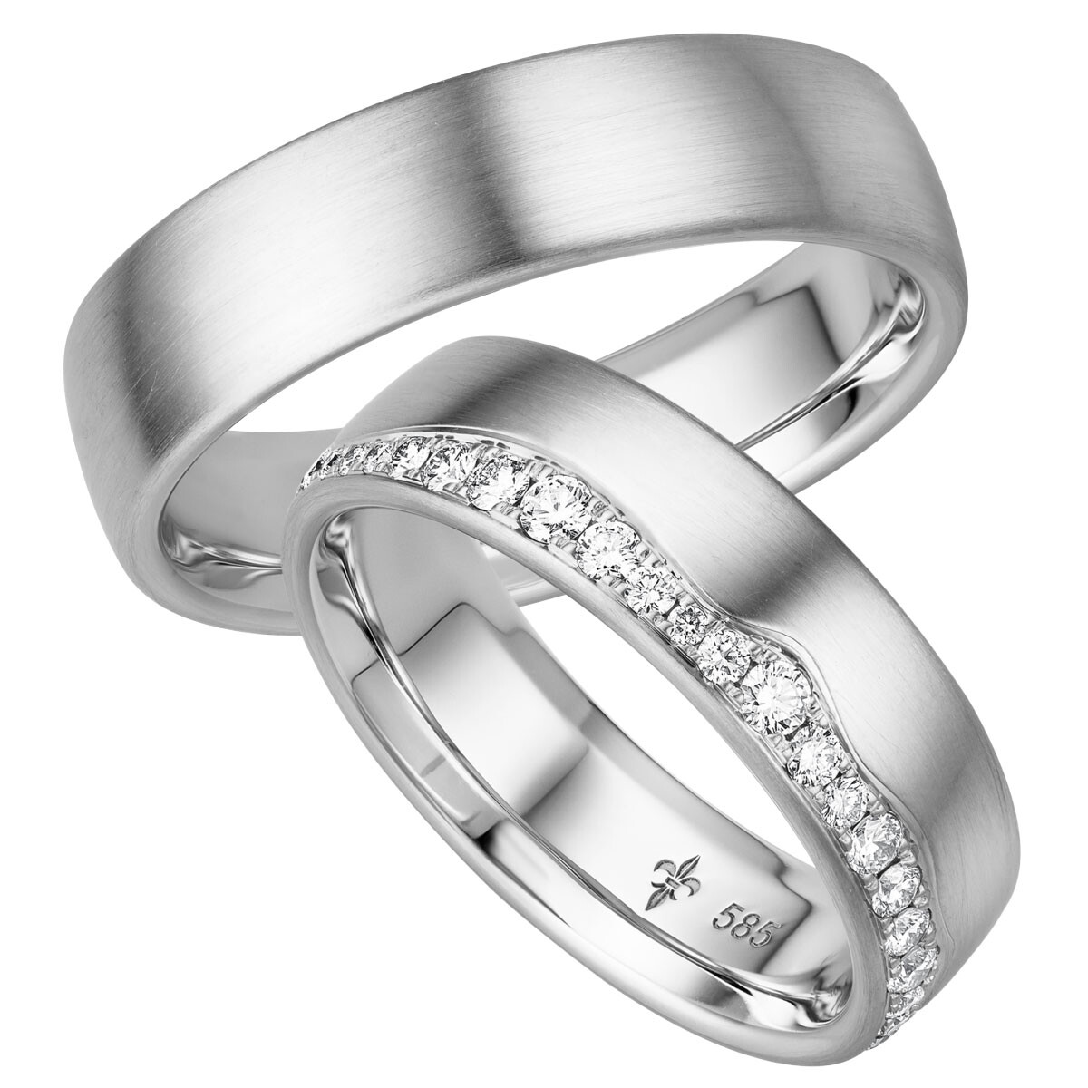 Giloy Trauringe Valérie Weißgold TR-0-00035 & TR-1-00035