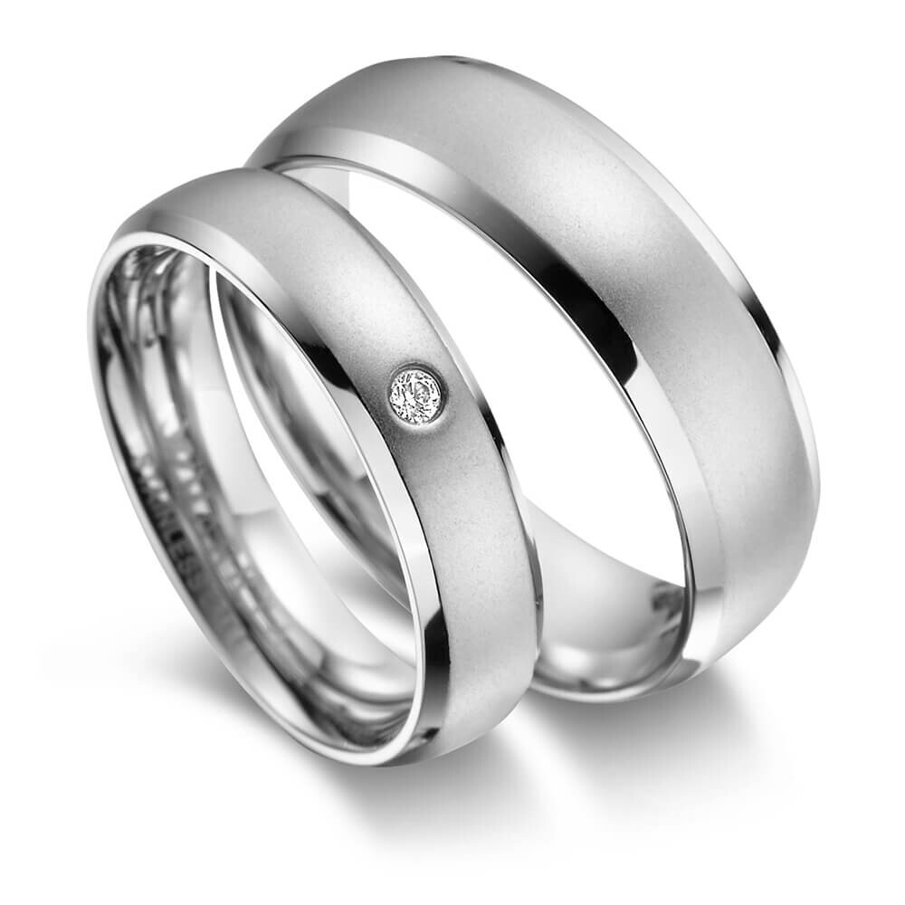 Trauringe Partnerringe Edelstahl Zirkonia Marrya ES-13