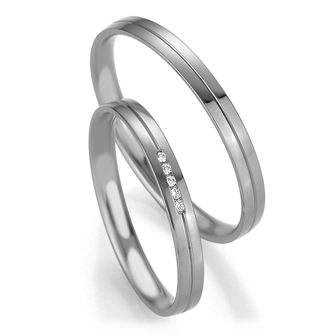 Trauringe Weißgold Basic Slim Breuning 48/04327 & 48/04328