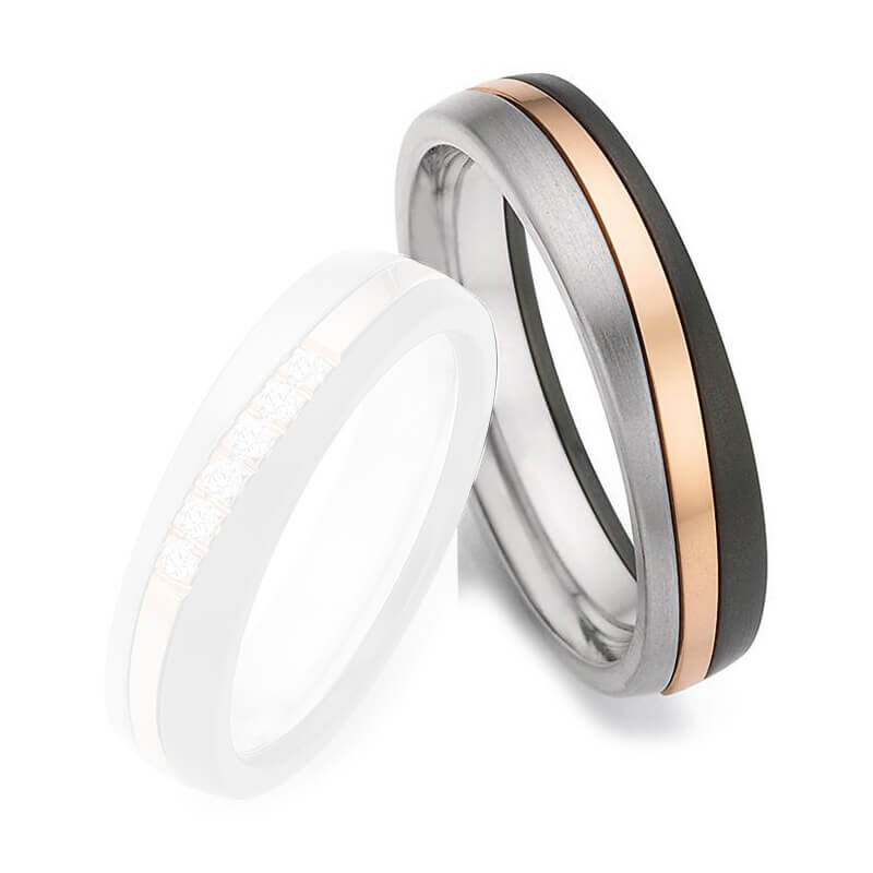 Herrenring Surfing Colors Zirkonium & Roségold & Titan Ruesch 14/20020