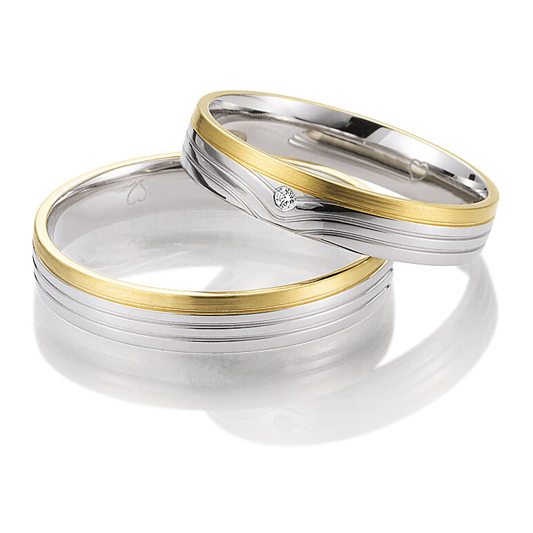 Trauringe Weißgold & Gelbgold Smartline Brillant 48/07101