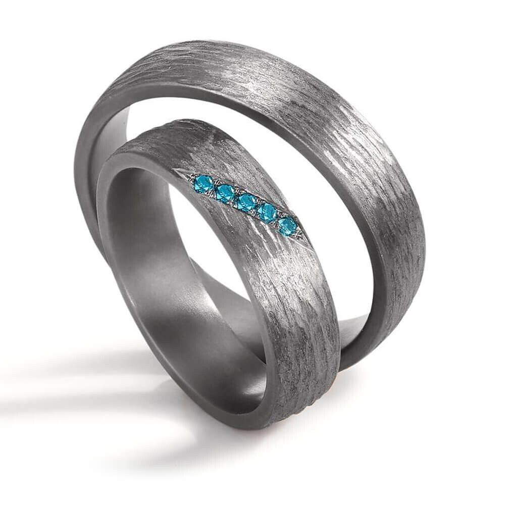 Eheringe aus Tantal Diamant Blau TeNo 59185