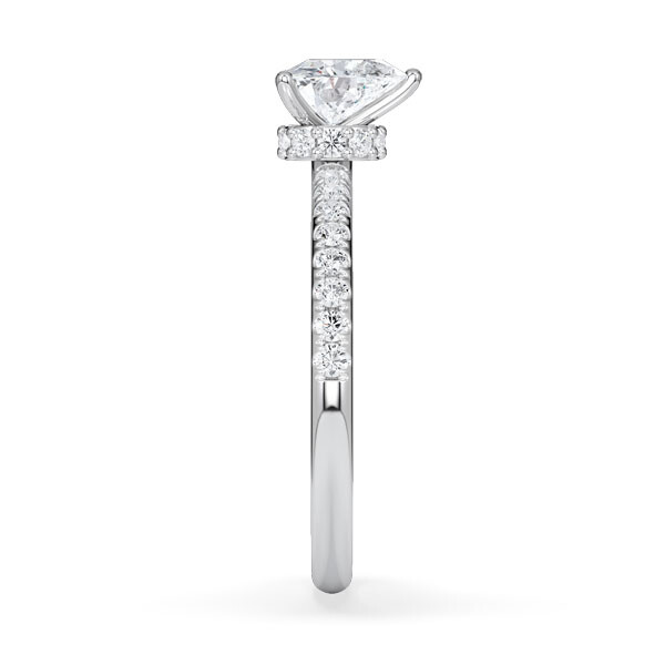 Diamantring Lab Grown Halo Herz Diamant Weißgold Rubin 1981