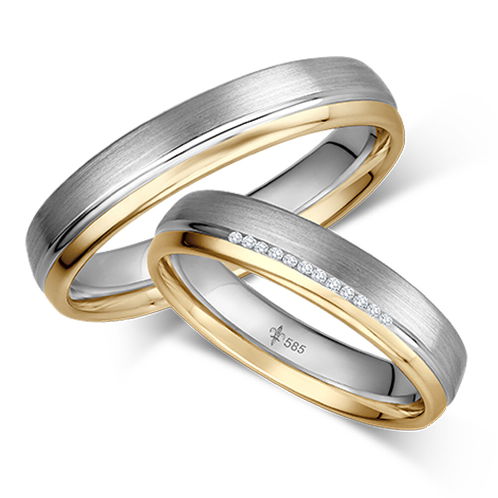 Trauringe Florence Weißgold & Gelbgold Brillant Giloy TR-0/TR-1-00080