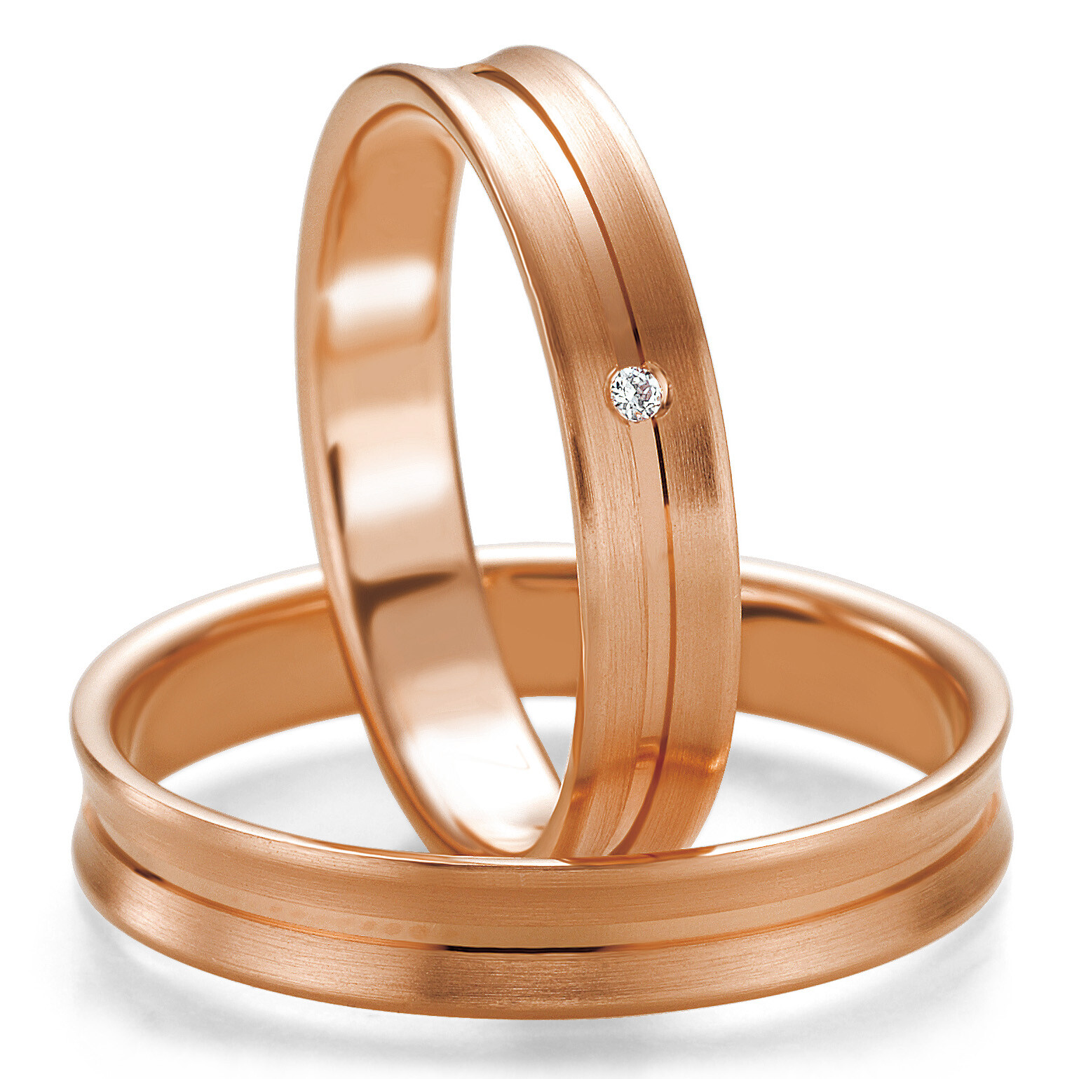 Breuning Trauringe 48/07129 & 48/07130 aus Rotgold
