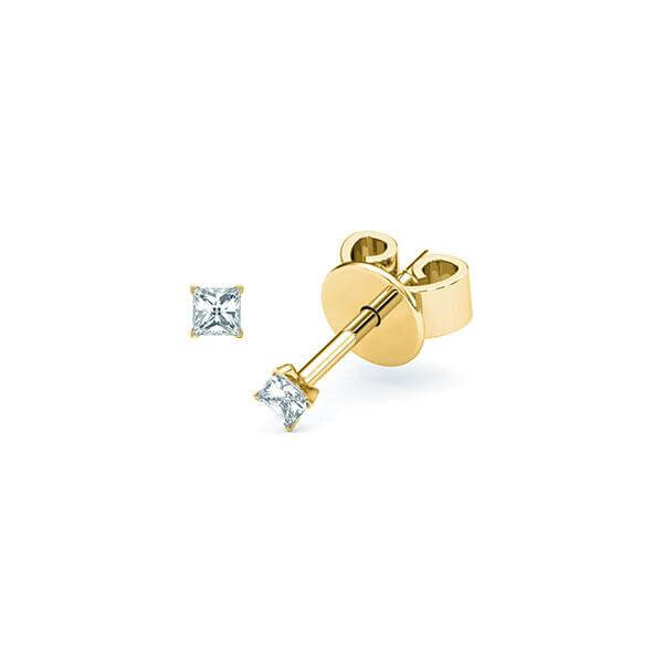 Ohrstecker Gelbgold 585 Prinzess-Diamant zus. 0,100 ct, tw, si Rubin RU-1573-13
