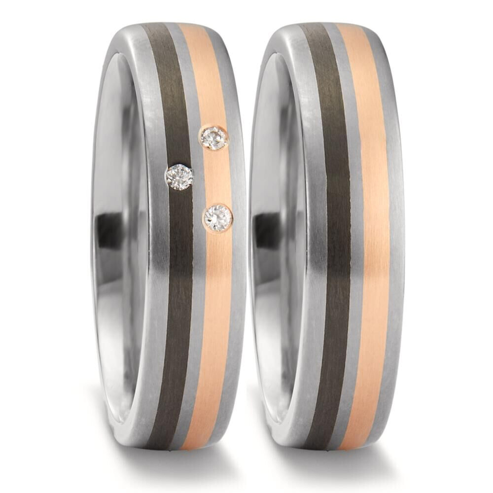 Trauringe Titan, Carbon Rotgold 750 Brillant TitanFactory 52698