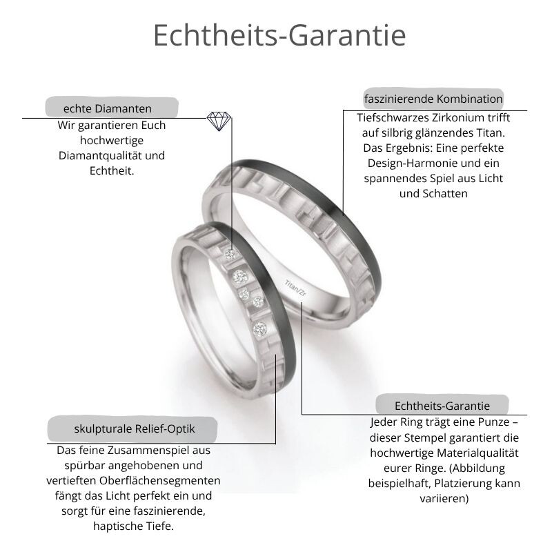 Eheringe Titan Zirkonium Brillant Ruesch 79/10070 & 79/10080