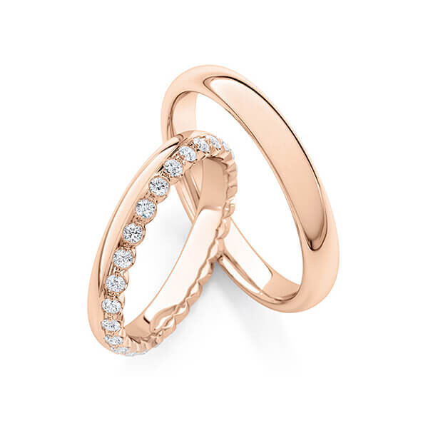 Trauringe Memoire Rotgold 333 Brillant zus. 0,540 ct. tw, si Rubin RU-1761