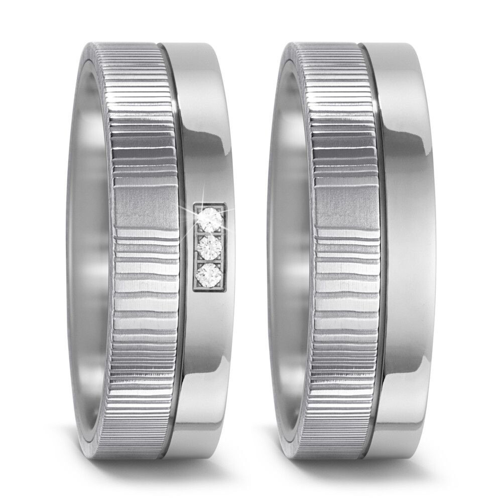 TitanFactory Trauringe Damaszener Stahl Titan Brillant 52539