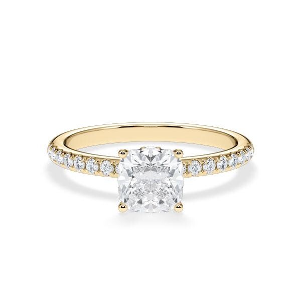 Verlobungsring Veiled Halo Lab-Grown Cushion Gelbgold Rubin RU-1889