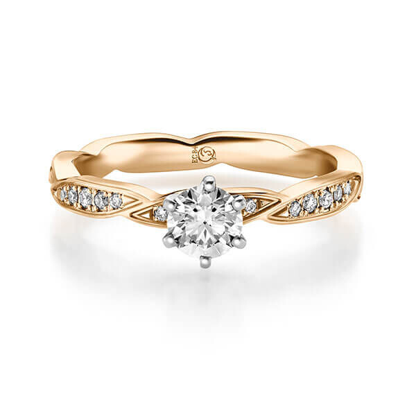 Diamantring Roségold 375 zus. 0,500 ct, Lab-Grown & tw,si Brillant Rubin RU-1721-10