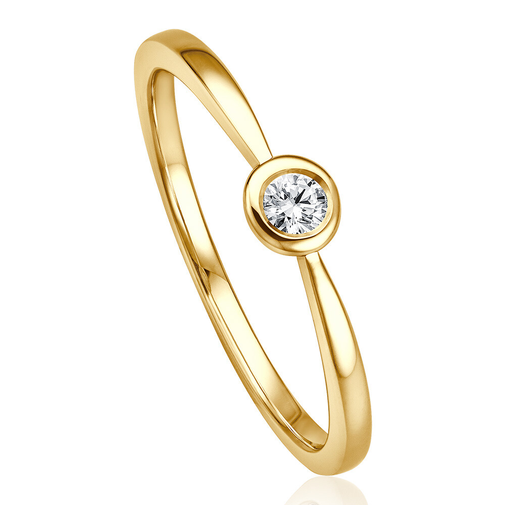 bella luce Solitaire Ring Gelbgold Brillant 0.090 ct. w/si