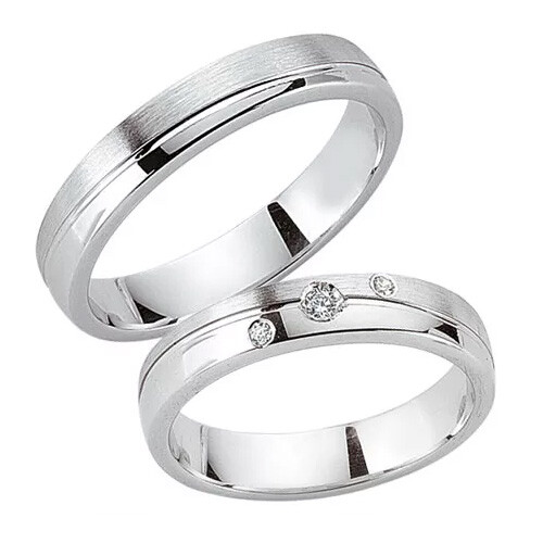 Schwarz Partnerringe Silber 925 Zirkonia SW925-106 Sterlingsilber feinmatt / poliert