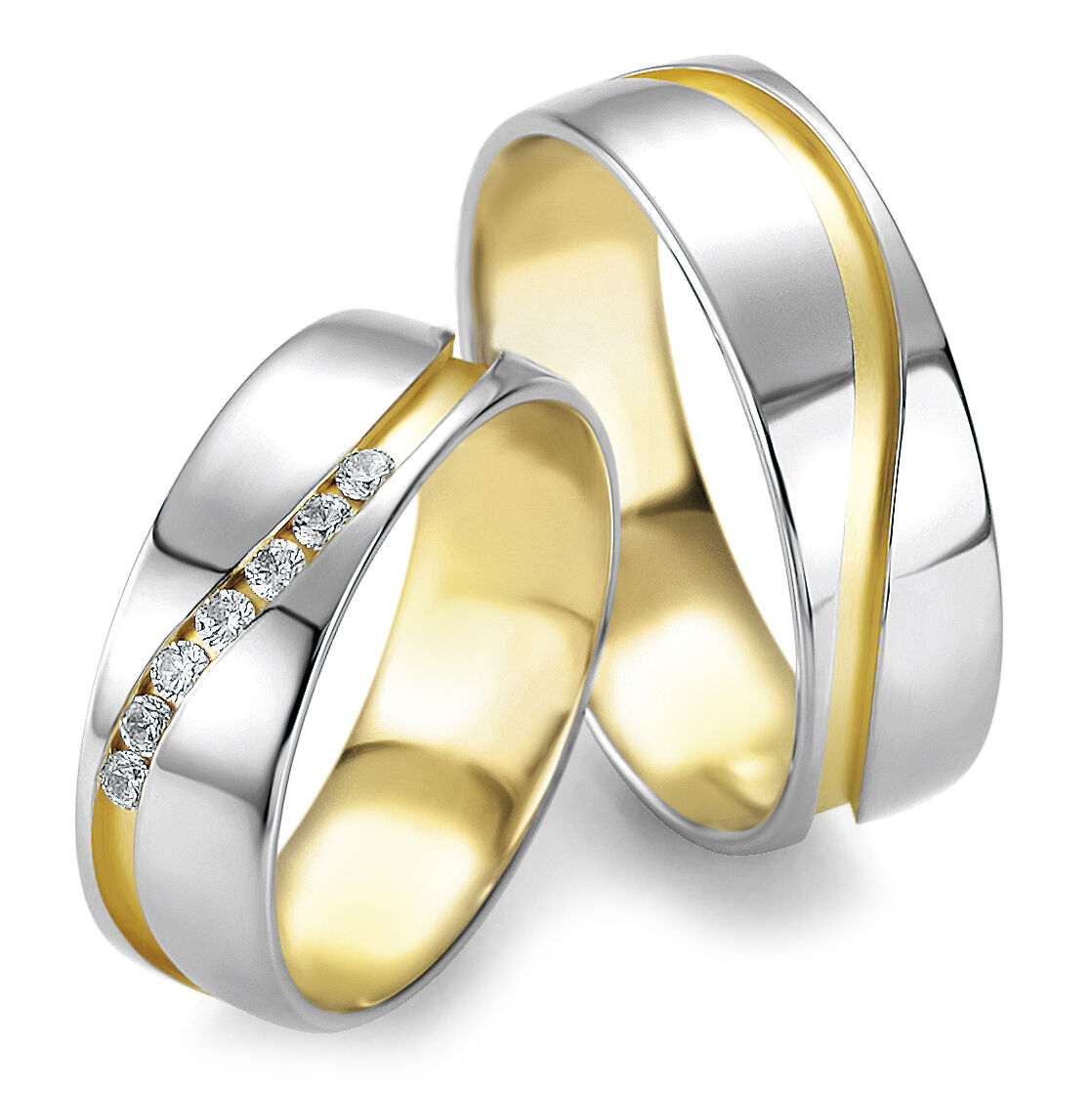 Breuning Trauringe 48/05209 & 48/05210 Weißgold & Gelbgold