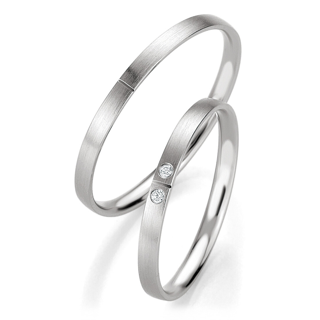 Trauringe Weißgold Basic Slim Breuning 48/04329 & 48/04330