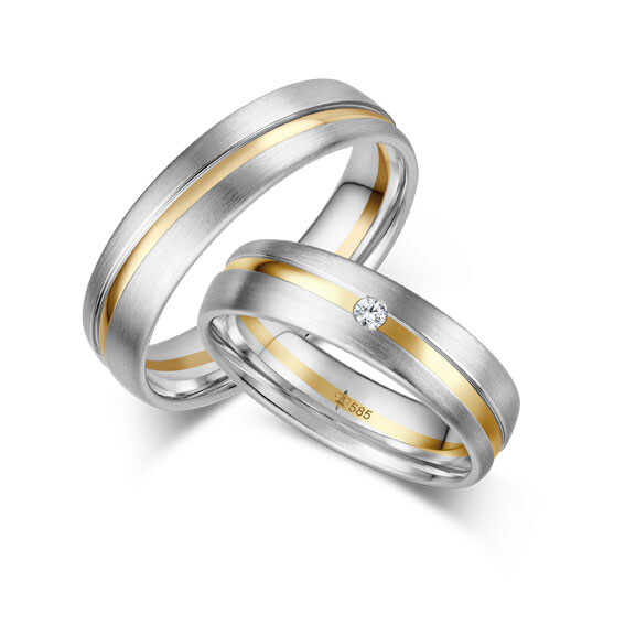 Giloy Trauringe Simone Weißgold & Gelbgold TR-0-00068 & TR-1-00068