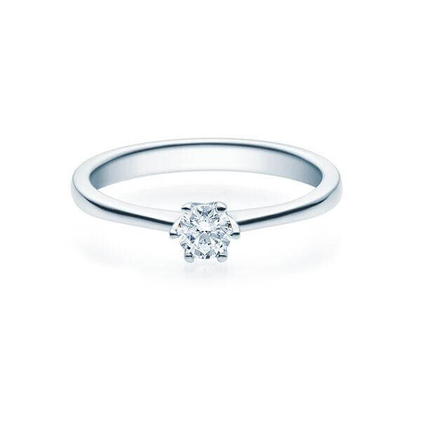 Verlobungsring Solitär 6er Krappe 18016 Weißgold Rubin RU-1495