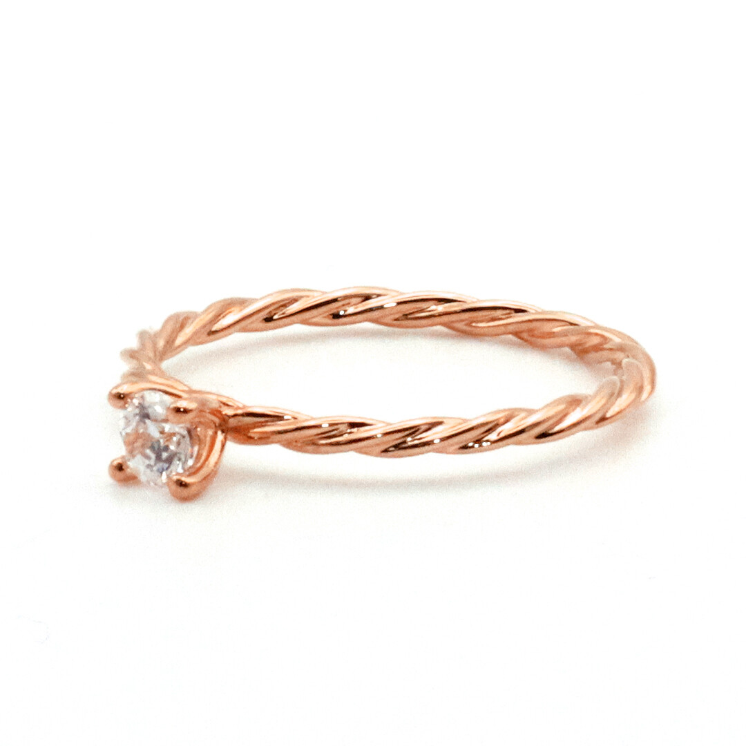 Kordelring Solitär Rotgold Brillant Breuning