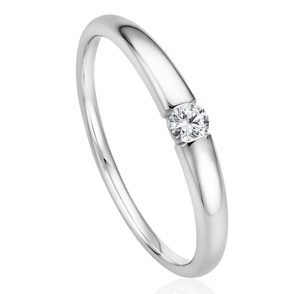 bella luce Solitaire Ring Weißgold Brillant 0.090 ct. w/si
