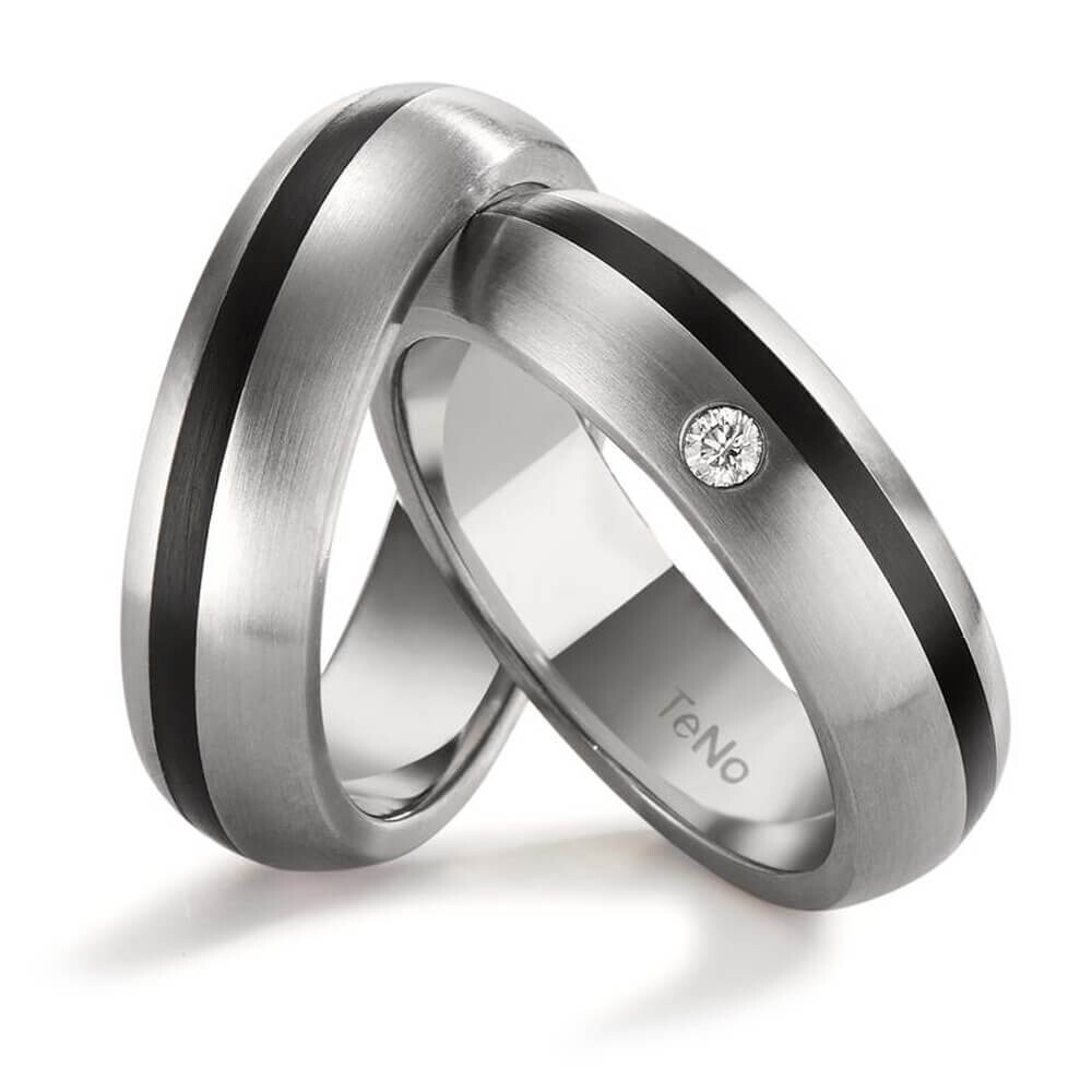 Partnerringe Edelstahl Keramik Tamor Satin TeNo 306404 & 306405