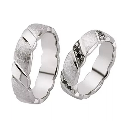 Schwarz Trauringe Silber 925 Zirkonia SW925-127