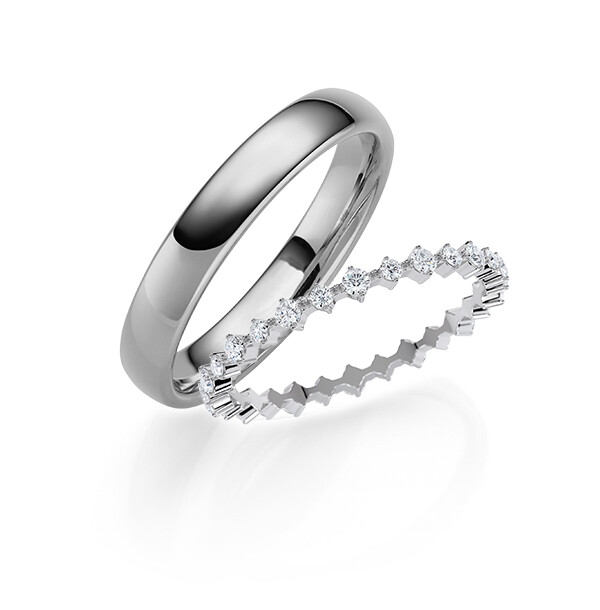 Paar Trauringe / Eheringe Platin 600/- zus. 0,420 ct, tw, si - RU-1827-5